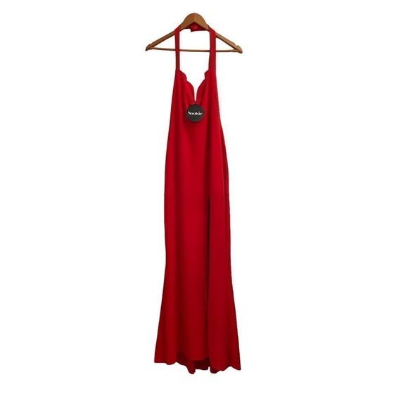 Nookie NWT Cherry Ted V Front Madonna Halter Maxi Gown Dress Large - Picture 2 of 7